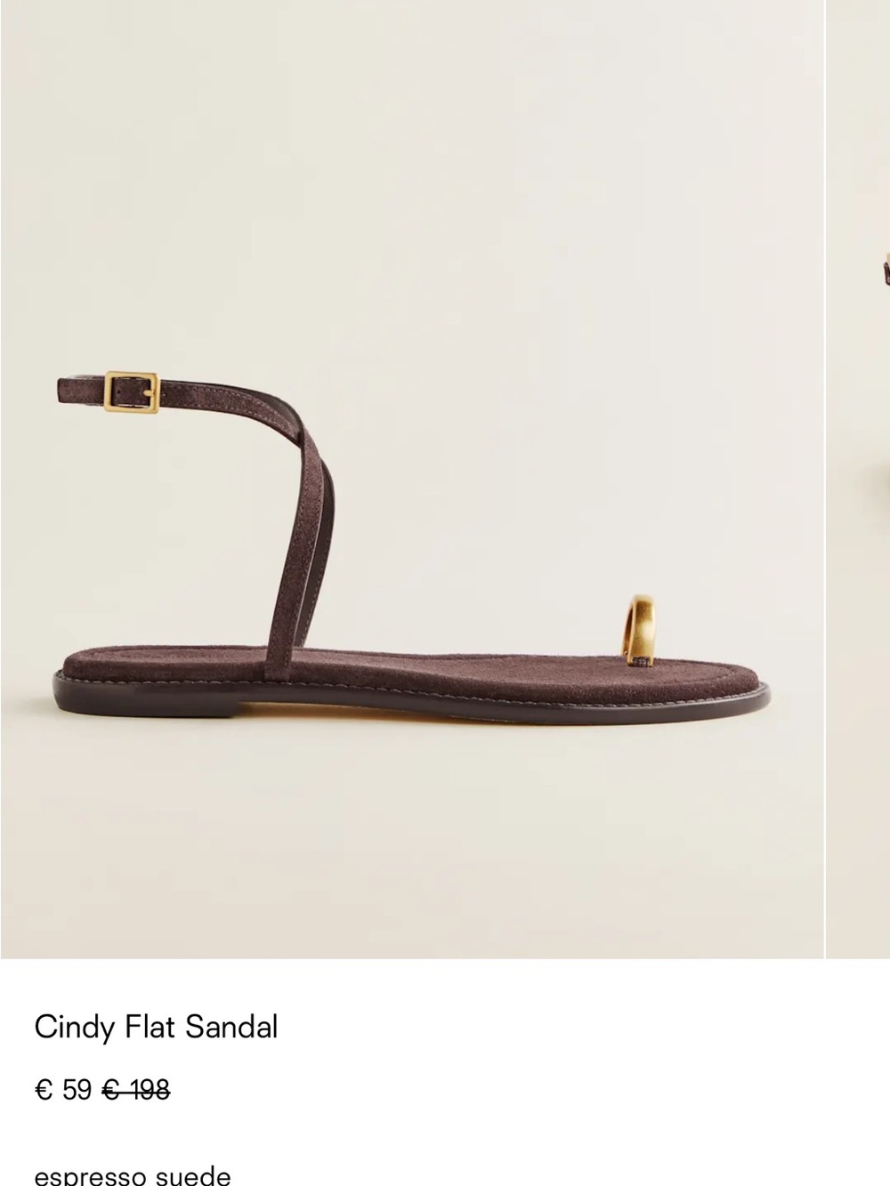 Reformation Cindy Flat Sandal - Espresso Suede
